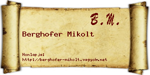 Berghofer Mikolt névjegykártya